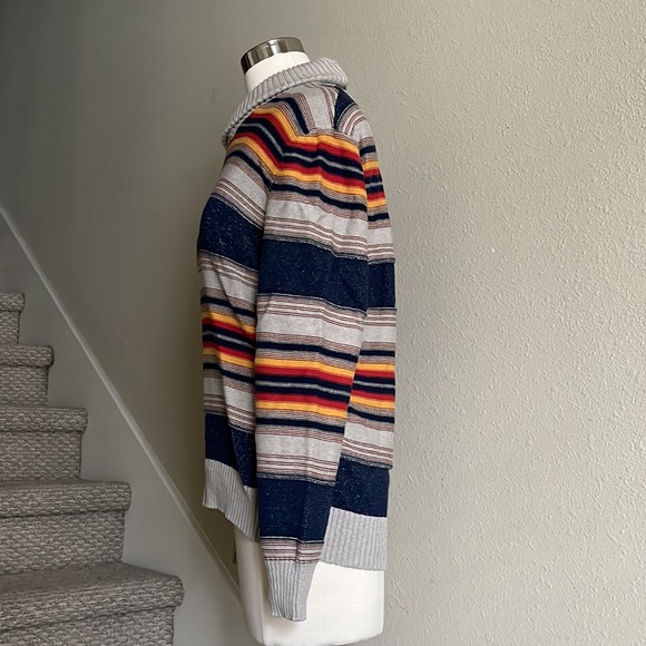 SUN + STONE Sz L Men's Blanket Stripe Shawl Sweater - Picture 9 of 14
